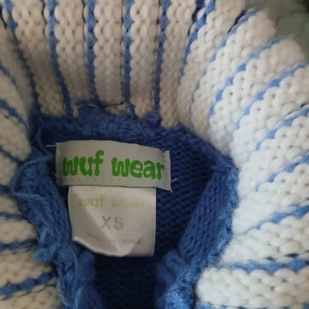 Striped Blue Dog Sweater with Nautical Anchors - Picture 6 of 10